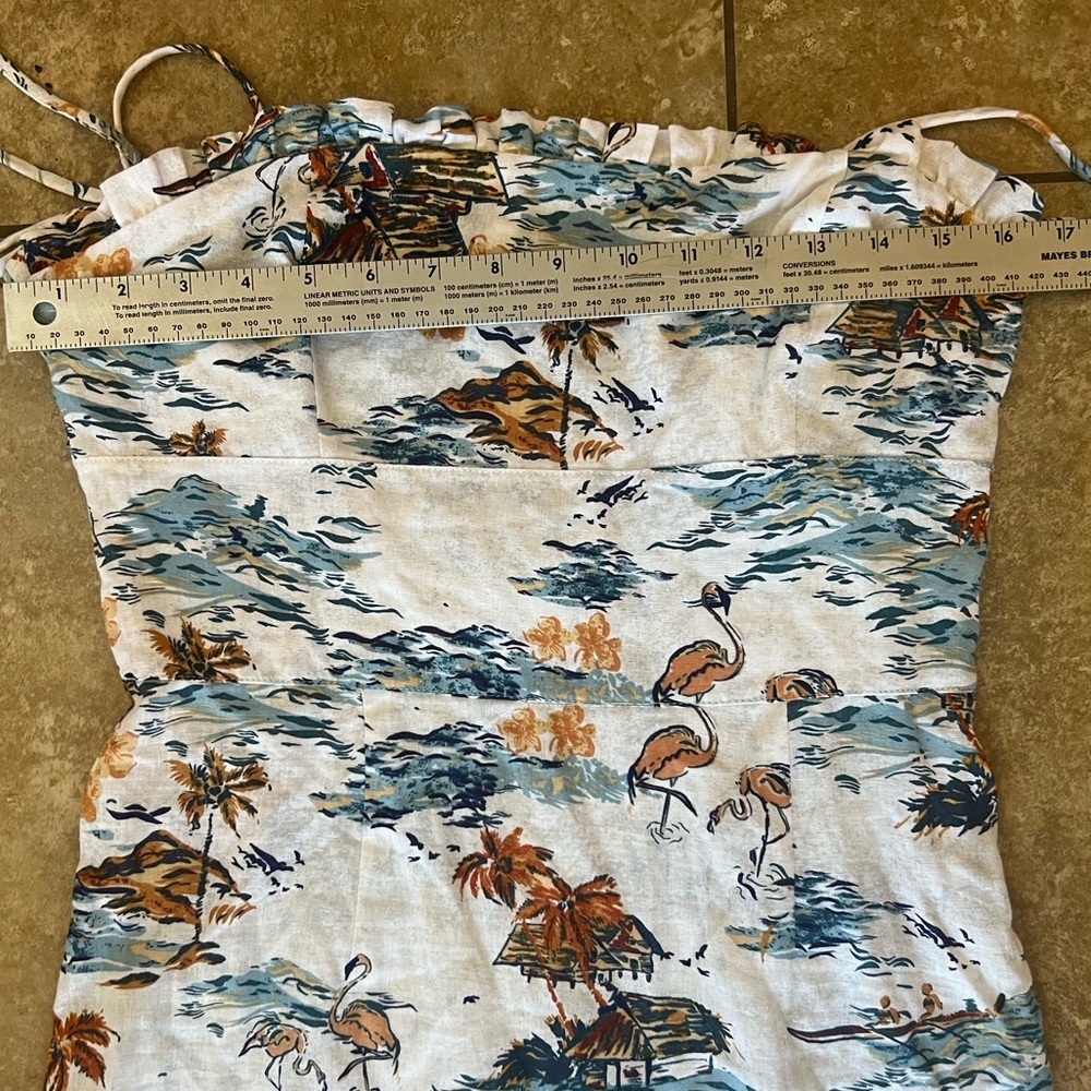 Free People Beach Party Dress, Tropical Linen Vacation Size 6 - Picture 15 of 16